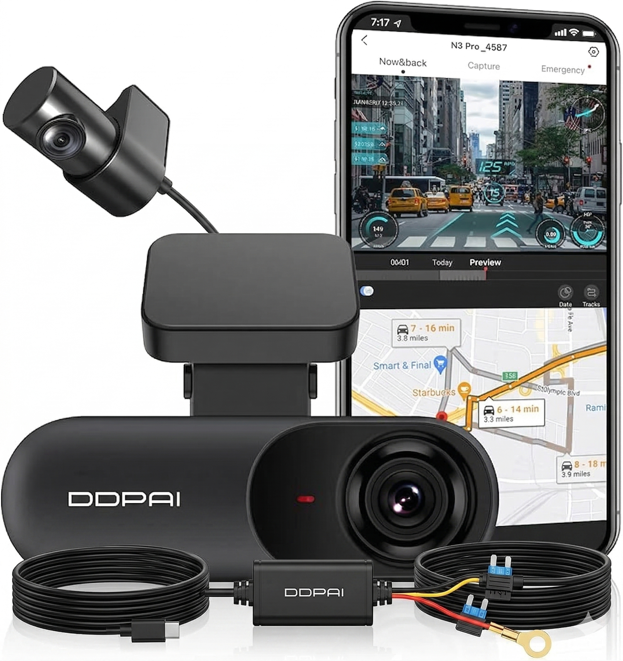DDPAI N3 Pro GPS | 2.5K Dashbordkamera med Bakkamera