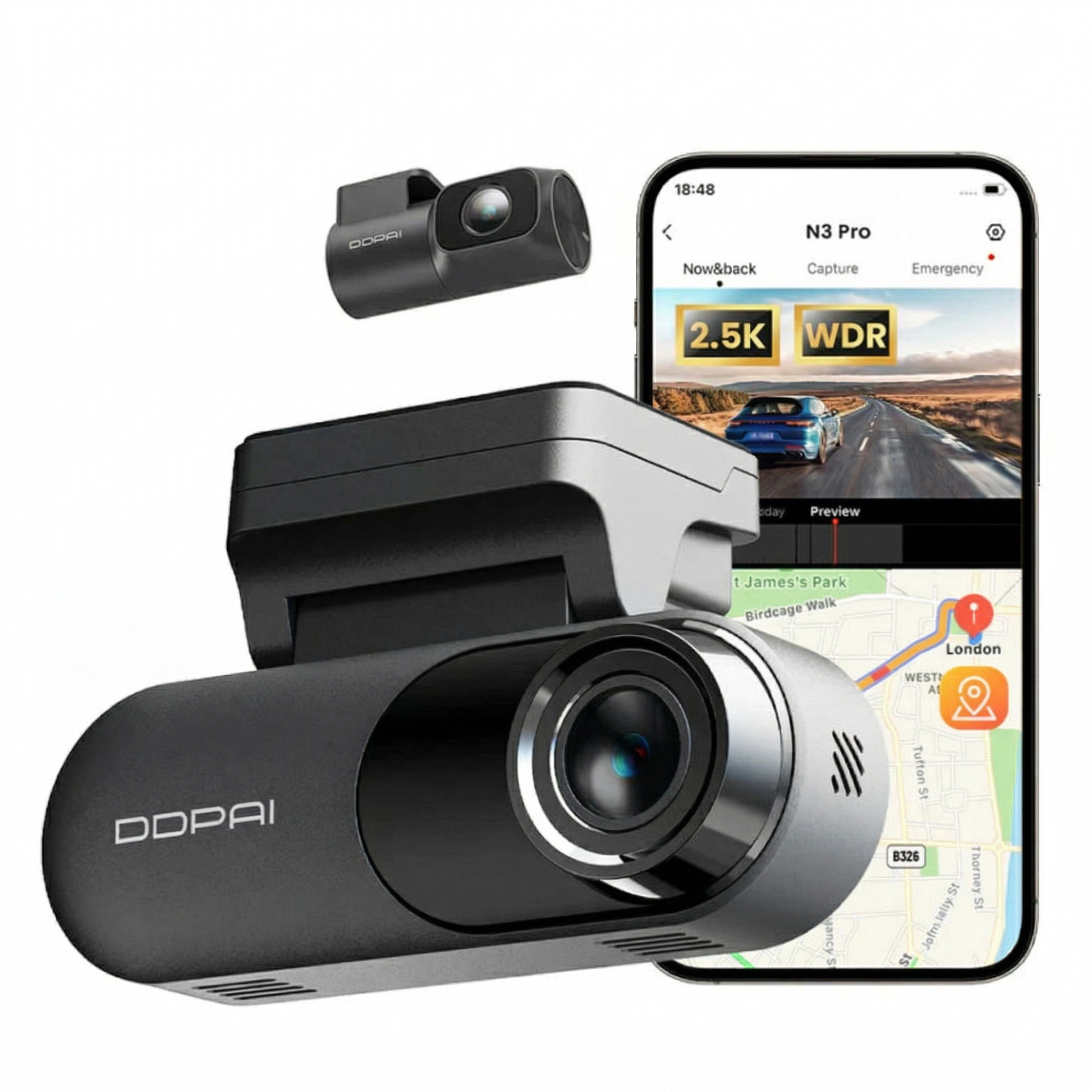 DDPAI N3 Pro GPS | 2.5K Dashbordkamera med Bakkamera