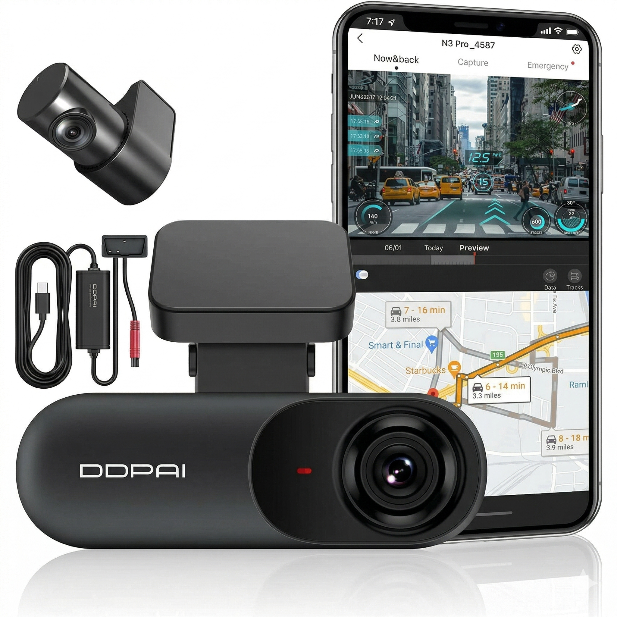 DDPAI N3 Pro GPS | 2.5K Dashbordkamera med Bakkamera
