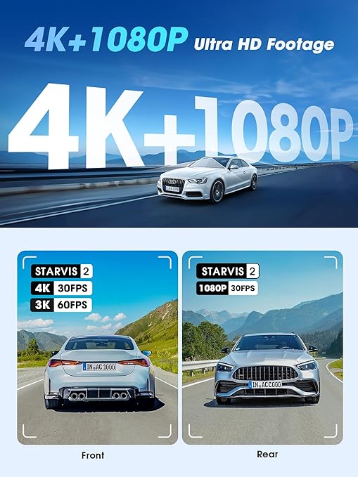 Z60 Pro 4K Dashbordkamera med Bakkamera