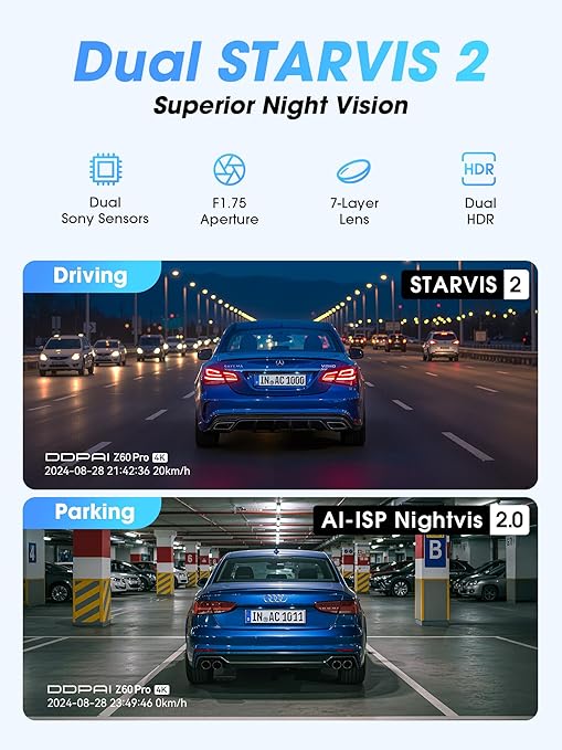 Z60 Pro 4K Dashbordkamera med Bakkamera - Bilde 12
