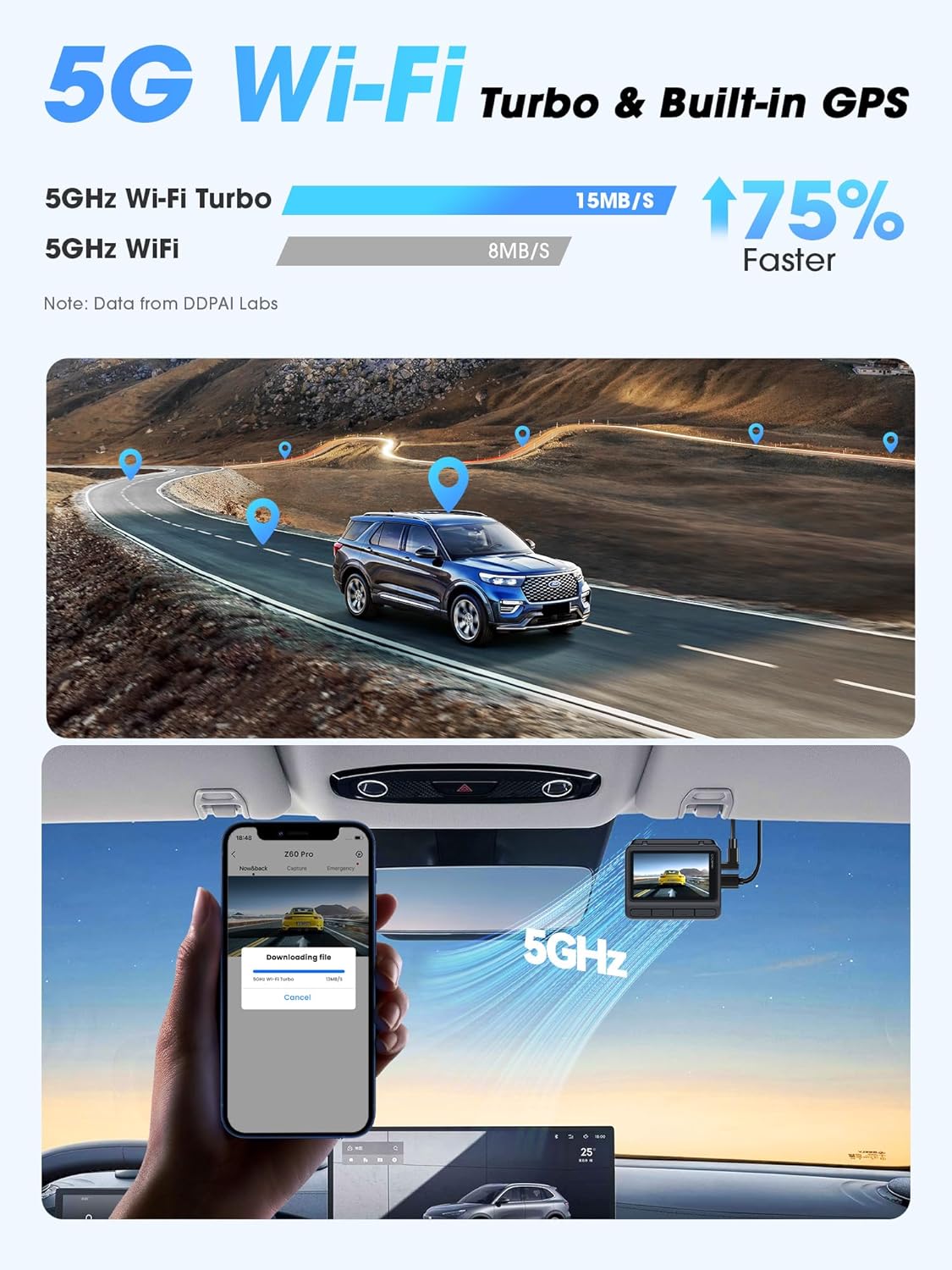 Z60 Pro 4K Dashbordkamera med Bakkamera - Bilde 13